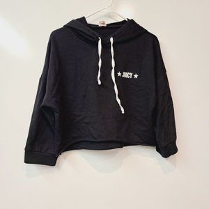 Juicy Couture Black Cropped Hoodie Black Sweatshirt Womens Extra Small